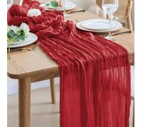 1 pièce Chemin de table pliable en polyester rouge 90*180cm, nappe en mousseline froissée, fournitures de mariage, faveurs de douche de mariée, décoration d'anniversaire, célébration d'anniversaire, f