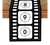 1 pièce Chemin de table thème cinéma, style cinéma classique noir & blanc, décoration de fête, nappe rectangulaire en polyester, convient pour les événements à thème cinéma, anniversaire, mariage, ann