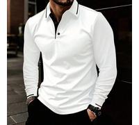 1 pièce Chemise polo à manches longues en couleur unie avec col boutonné, grande taille, convient pour le printemps/automne 1XL,2XL,3XL,4XL,5XL,6XLBlocs de couleurÉtoffe