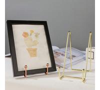 1 pièce Chevalet en fer art, Présentoir en métal moderne, Cadre photo de bureau en métal, Chevalet en fer art doré, Convient pour l'affichage de photos, cadres, livres, assiettes décoratives, plaques 