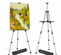 1 pièce Chevalet métallique, Chevalet d'affichage de peinture artistique, Chevalet trépied en alliage d'aluminium portable et réglable avec sac de rangement, Convient pour la peinture sur canevas, Che