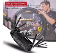 1 pièce ouille portable 16-en-1 pour vélo de montagne, outil multifonction pour vélo, tournevis, outil de réparation pour moto et vélo noirAcier inoxydable