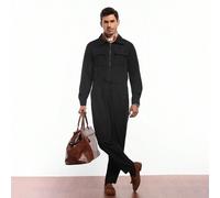 1 pièce Combinaison décontractée simple pour homme avec zip avant, manches longues et poche, de couleur unie L,M,S,XL,XXLUnicoloreÉtoffe