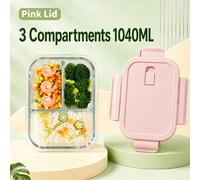 1 pièce Contenant de stockage alimentaire en verre borosilicaté de haute qualité, couvercle rose, hermétique et étanche, avec couvercle à ventilation, micro-ondes, congélateur, empilable, convient pou