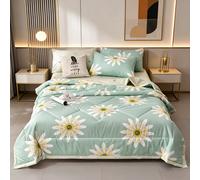 1 pièce Couette à grand bord avec imprimé à carreaux et floral en coton lavé, doux et fin, absorbant l'humidité et respirant, minimaliste et élégant, couverture d'air conditionné d'été 150*200,180*200