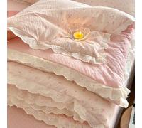 1 pièce Couette d'été à volants imprimée de fleurs roses, couette fine de climatisation à motif floral avec bord à volants, couette matelassée (taie d'oreiller non incluse), douce et confortable, conv