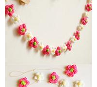 1 pièce Couronne de fleurs de marguerite au crochet, guirlande florale faite main, décoration murale de style campagnard, couronne de fleurs suspendue pour chambre de style bohème, décoration de maria
