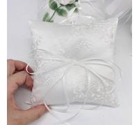 1 pièce Coussin de bague carré en dentelle, coussin de bague de mariage blanc, design minimaliste avec grand nœud, cérémonie de mariage, porte-bague de Noël Style dentelle J057,J062 Style nœud perlé,J