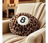 1 pièce Coussin de lancer en forme de boule de billard avec imprimé léopard, coussin décoratif doux thème sport original, convient pour la décoration de la chambre, la décoration de la chambre à couch