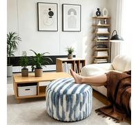 1 pièce Coussin de sol rond de luxe rembourré, repose-pieds en fausse fourrure rayée, double couche de confort, housse amovible et lavable, pouf moelleux de 20" x 15" (50,8 cm x 38,1 yard), convient p