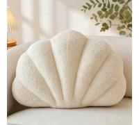1 pièce Coussin décoratif en forme de coquillage violet, coussin en peluche doux de plage océanique pour lit, canapé, décoration de chambre, chambre à coucher, jardin extérieur, été 33*25,45*33Polyest