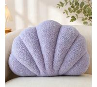 1 pièce Coussin décoratif en forme de coquillage violet, coussin en peluche doux en forme de coquillage de plage océanique pour lit, canapé, décoration de chambre, chambre à coucher, jardin extérieur,