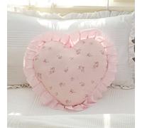1 pièce Coussin décoratif imprimé en forme de cœur, impression unilatérale, style romantique français avec bordure à volants, coussin d'accent pour le salon, la chambre, le dortoir, le canapé, le banc