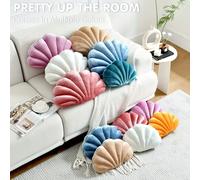 1 pièce Coussin jeté en forme de coquillage, coussin décoratif au design de coquillage, coussin décoratif pour canapé et lit, coussin de sol, coussin cadeau de décoration pour la maison jaune,Blanc,bl