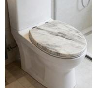 1 pièce Couvercle de siège de toilette à motif de faux marbre, siège de toilette universel pour la maison, anneau de siège de toilette, accessoires de toilette, accessoires de salle de bain, durable,