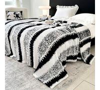 1 pièce Couverture à motif rayé en taffetas, douce, chaude et confortable pour la décoration de la maison, convient pour le lit, le canapé, le bureau, la chambre, le dortoir, lavable en machine, convi
