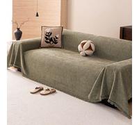 1 pièce Couverture de canapé en chenille à rayures de couleur unie, style minimaliste classique, résistante aux rayures et durable, adaptée aux animaux de compagnie, convient pour toutes les saisons p
