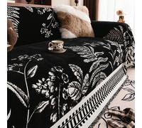 1 pièce Couverture de canapé en chenille, style bohème avec motif de feuilles, douce et durable, sans danger pour les animaux de compagnie, lavable en machine, 100% polyester, avec housse de protectio