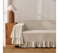 1 pièce Couverture de canapé unie, style minimaliste moderne avec bordure en dentelle, en fibre de polyester, convient pour le salon et la chambre à coucher Siège unique,2 Sièges,3 Sièges,4 SiègesPoly
