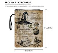 1 pièce Couverture de livre thème chapeau magique vintage avec fermeture éclair, étui de protection pour livre de poche, couverture de livre de poche, jaquette de livre, protecteur de livre, sac de li