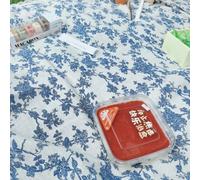 1 pièce Couverture de pique-nique rectangulaire avec motif en porcelaine bleu et blanc - Nappe de table en rayonne tissée avec bordure en dentelle, idéale pour le camping d'hiver, les sorties à la pla