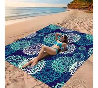 1 pièce Couverture de plage de style bohème avec motif mandala, de très grande taille, légère et durable. Idéale pour les voyages, le camping et les pique-niques. Taille adulte surdimensionnée. Parfai