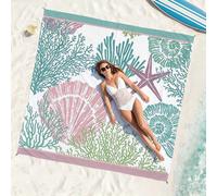 1 pièce Couverture de plage grande et rapide à sécher avec imprimé étoile de mer corail, convenant pour 1 à 3 adultes - Tissu en polyester léger et durable - Parfait pour les voyages, le camping, la r