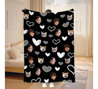 1 pièce Couverture de portrait en flanelle personnalisée, cadeau personnalisé pour maman papa famille, couverture jetée douce et moelleuse pour canapé lit bureau voyage, idée de cadeau pour Noël maria
