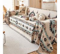 1 pièce Couverture de style bohème pour canapé - Convient pour toutes les saisons, sans danger pour les animaux de compagnie, jeté de canapé avec franges - Pour le salon, la cuisine - Lavable en machi