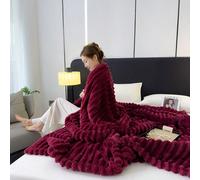 1 pièce Couverture de télévision en fausse fourrure de lapin de luxe - Douce et moelleuse double face, convient pour le canapé, le lit, la sieste au bureau et les voyages, motif rayé, toutes saisons, 