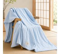 1 pièce Couverture d'été minimaliste en gaze bouffante, douce et agréable pour la peau, convient comme couverture de sieste, couverture de canapé et de dossier de chaise, décoration de salon pour tout