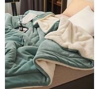 1 pièce Couverture douce et confortable en velours de laine d'agneau à double couche de couleur unie vert matcha, convient pour la chambre à coucher, la chambre d'amis, toutes les saisons 100*150,120*