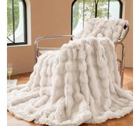 1 pièce Couverture en fausse fourrure de lapin super douce, literie de dortoir, lavable en machine, peluche toutes saisons, jeté, tailles Queen et King, couverture de sieste multifonctionnelle, convie