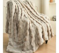 1 pièce Couverture en fausse fourrure kaki confortable, douce et chaude, style de luxe, convient pour le salon, la chambre, le canapé et autres occasions. Options de taille : grande, double, extra-lar