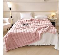 1 pièce Couverture en fausse fourrure rose, douce & chaude, style de luxe, polyvalente, légère et facile à entretenir, jeté de lit à poils longs et moelleux, convient pour la rentrée scolaire en dorto