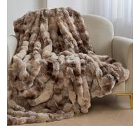 1 pièce Couverture en fausse fourrure tie-dye marron, douce et chaude, style de luxe, jeté polyvalent, facile à entretenir, léger et polyvalent, couverture de lit moelleuse à poils longs de luxe, couv
