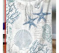 1 pièce Couverture en flanelle chaleureuse et confortable avec motifs coquillages et étoiles de mer. Style sportif, isolante, résistante aux taches. Cadeau parfait pour les fêtes, anniversaires et occ