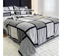1 Pièce Couverture En Flanelle Imprimé À Carreaux Rayés Simples, Douce Et Chaude, Peut Être Utilisée Comme Couvre-lit Ou Châle, Convient Pour Décoration Du Mobilier De Salon Et De Chambre À Coucher 10