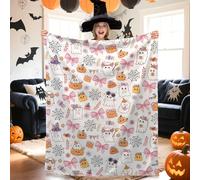 1 pièce Couverture en flanelle imprimée numériquement pour Halloween - Style moderne, thème de dessin animé, tissu en tricot de polyester doux confortable pour toutes les saisons, polyvalente, convien
