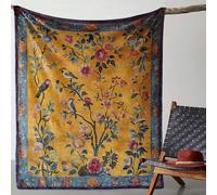 1 pièce Couverture en flanelle imprimée vintage avec motif floral et oiseau - Douce, confortable, toutes saisons, convient pour le canapé, le lit, la voiture, le bureau, le camping et les voyages - Fo