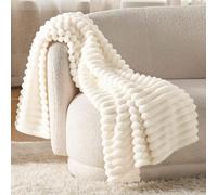 1 pièce Couverture en flanelle, jeté rayé de style campagnard doux, luxueux et léger, polyvalent et facile d'entretien, 280 g/m², styles multiples, convient pour toutes les saisons, convient pour le c