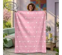 1 pièce Couverture en flanelle personnalisée avec nom, décoration en forme de cœur, multifonctionnelle pour chambre, salon, canapé, extérieur, plage, camping, animaux de compagnie, couverture de lit i