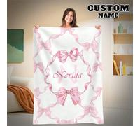 1 pièce Couverture en flanelle personnalisée avec nom, polyvalente pour chambre à coucher, salon, canapé, plage extérieure, camping, animaux de compagnie. Couverture de literie avec nom de famille/ani