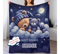1 pièce Couverture en flanelle thème ours personnalisée, jeté doux et léger pour canapé lit extérieur, cadeau d'anniversaire personnalisé pour la famille et les amis, couverture toutes saisons 100*150