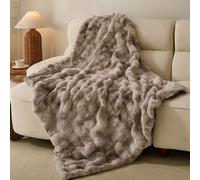 1 pièce Couverture en peluche à double face tie-dye marron café, couverture de luxe en fausse fourrure de lapin douce et chaude pour une utilisation polyvalente dans le salon, la chambre à coucher et 