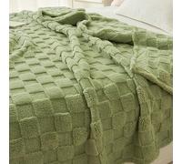 1 pièce Couverture en peluche douce et moelleuse en tissu éponge vert clair, convient pour la chambre à coucher et la chambre d'amis 100*150,120*200,150*200,180*200,200*230,80*100GéométriqueFlanelle