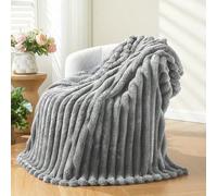 1 pièce Couverture en peluche ultra douce à larges rayures, décoration de maison à larges rayures en velours ras automnale, couverture rose décorative pour chambre, couverture en flanelle de Noël, cou