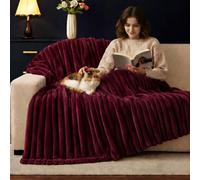1 pièce Couverture en peluche ultra douce à larges rayures, décoration intérieure à larges rayures en velours ras, couverture décorative rose pour chambre à coucher en automne, couverture en flanelle