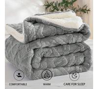 1 pièce Couverture en polyester double-face Sherpa, motif vague de couleur unie, convient pour toutes les saisons, chaude et douce, couverture de lit minimaliste et à la mode, applicable à la chambre,