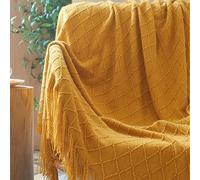 1 pièce Couverture En Tricot Pour Canapé , Lit Et Bureau Utiliser , Avec À Franges Et Été En Lin Matériel Taille UniqueGéométriqueTissu tricoté